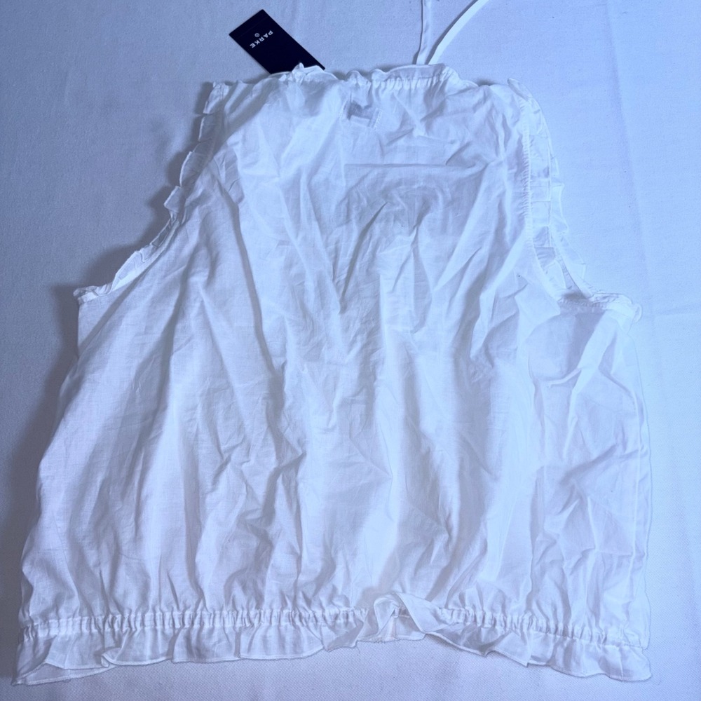 Parker White Eyelet Tie-Front Sleeveless Blouse - Picture 4 of 10